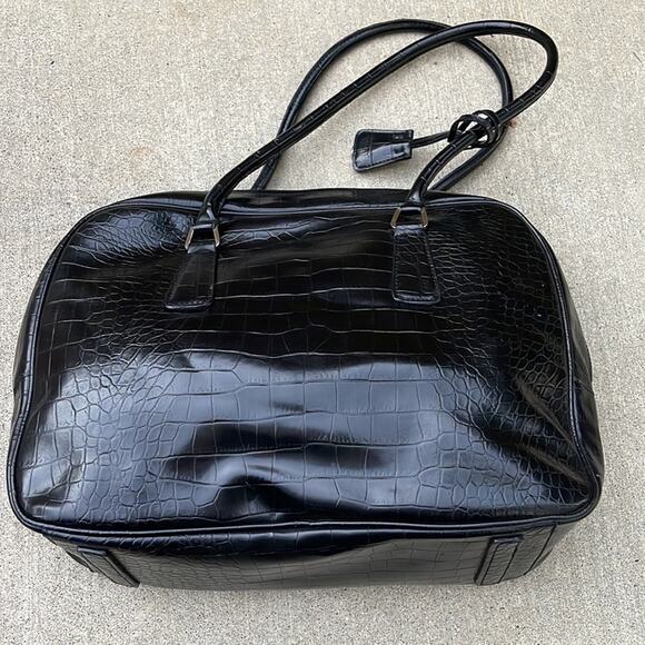 Nine West Black Faux Leather Satchel Handbag Purse 14x10x5 - Picture 15 of 15